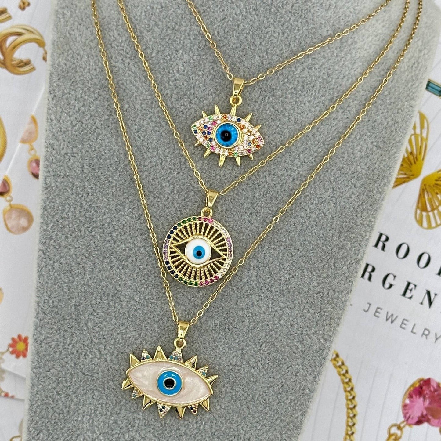 18K gold plated Stainless Steel  Evil Eye Necklace