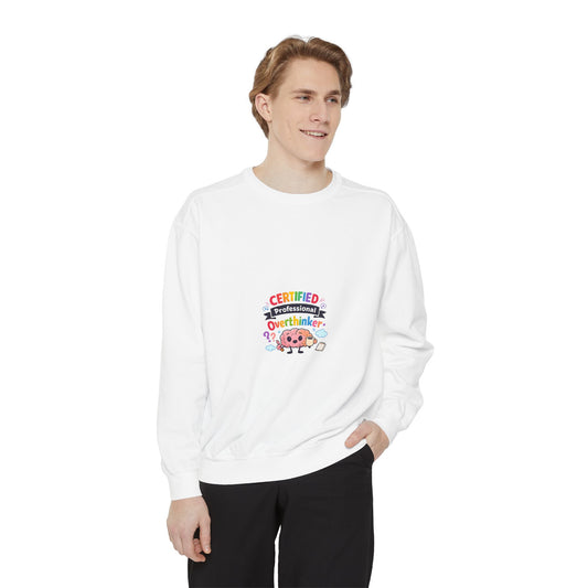 Certified Overthinker Sweatshirt — Cute Rainbow Brain Graphic Crewneck