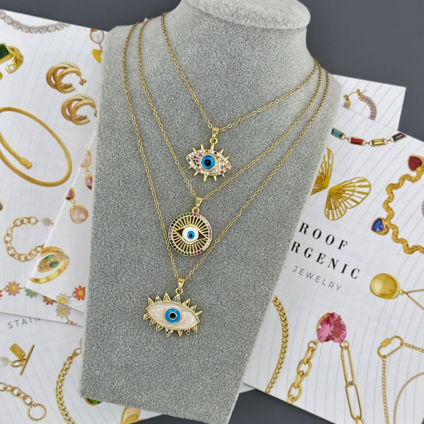 18K gold plated Stainless Steel  Evil Eye Necklace