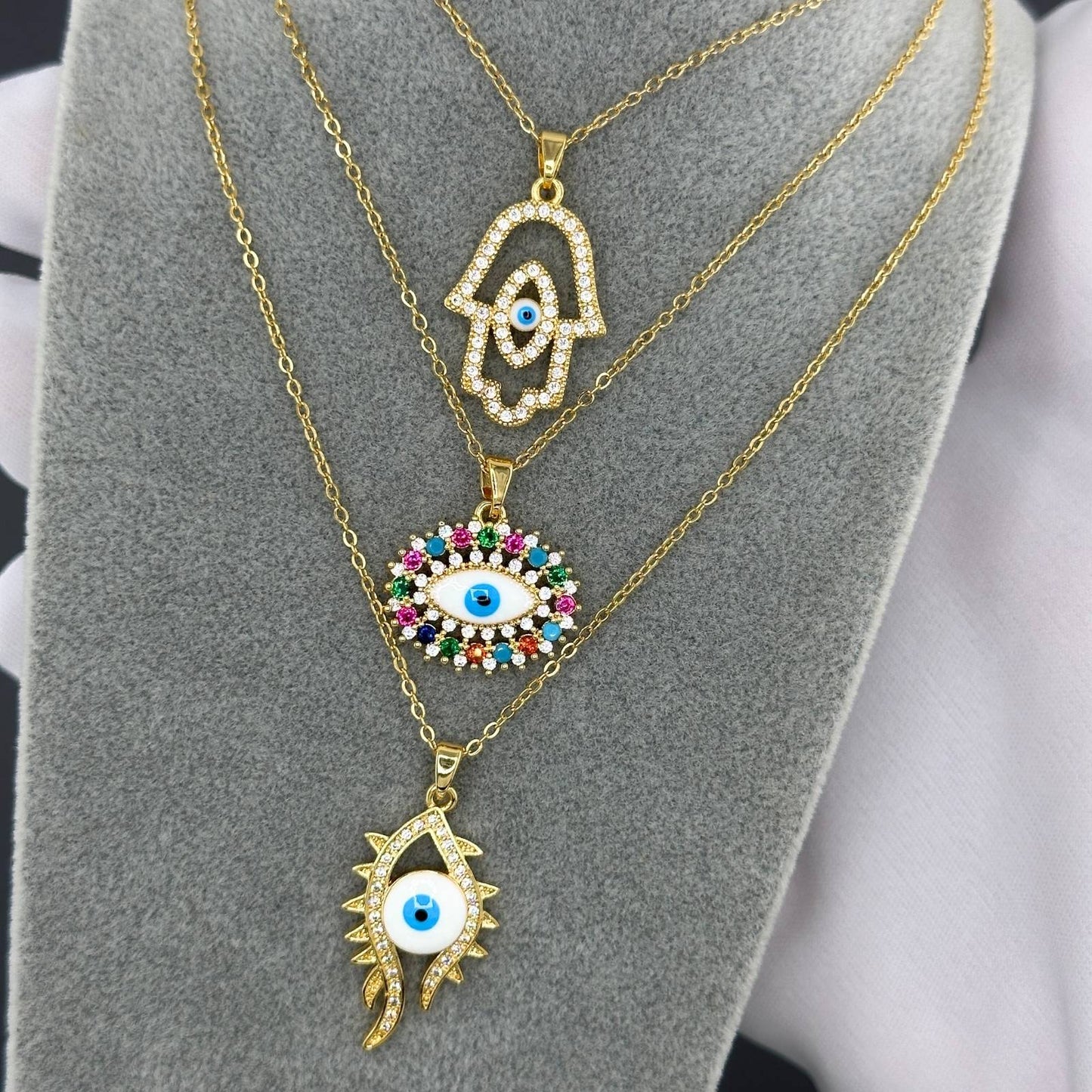 18K gold plated Stainless Steel Evil Eye necklace