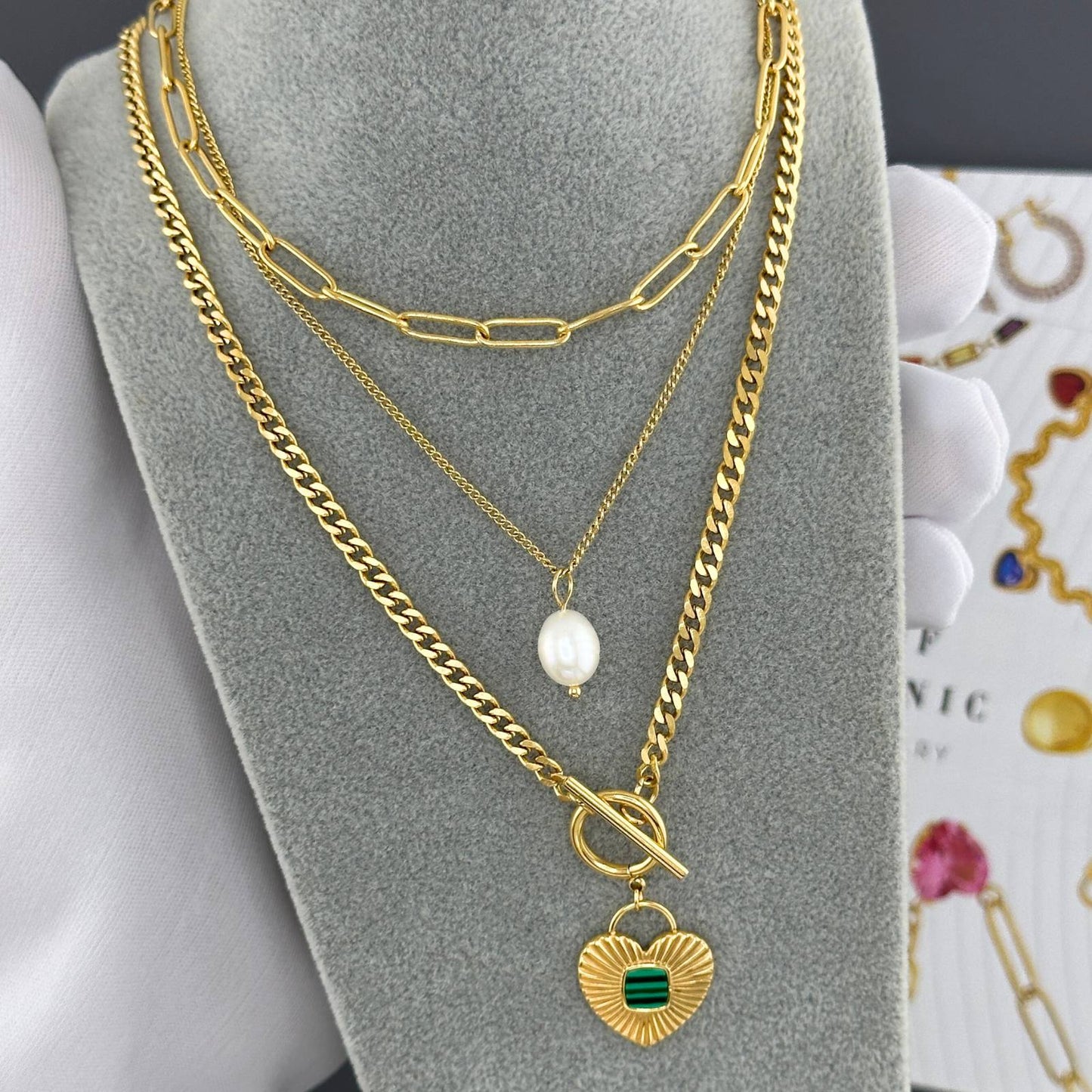 18K gold plated Stainless steel  Heart necklace, Intensity