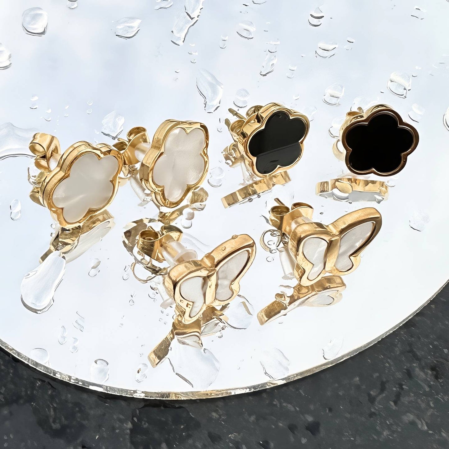 18K gold plated Stainless steel  Flowers earrings