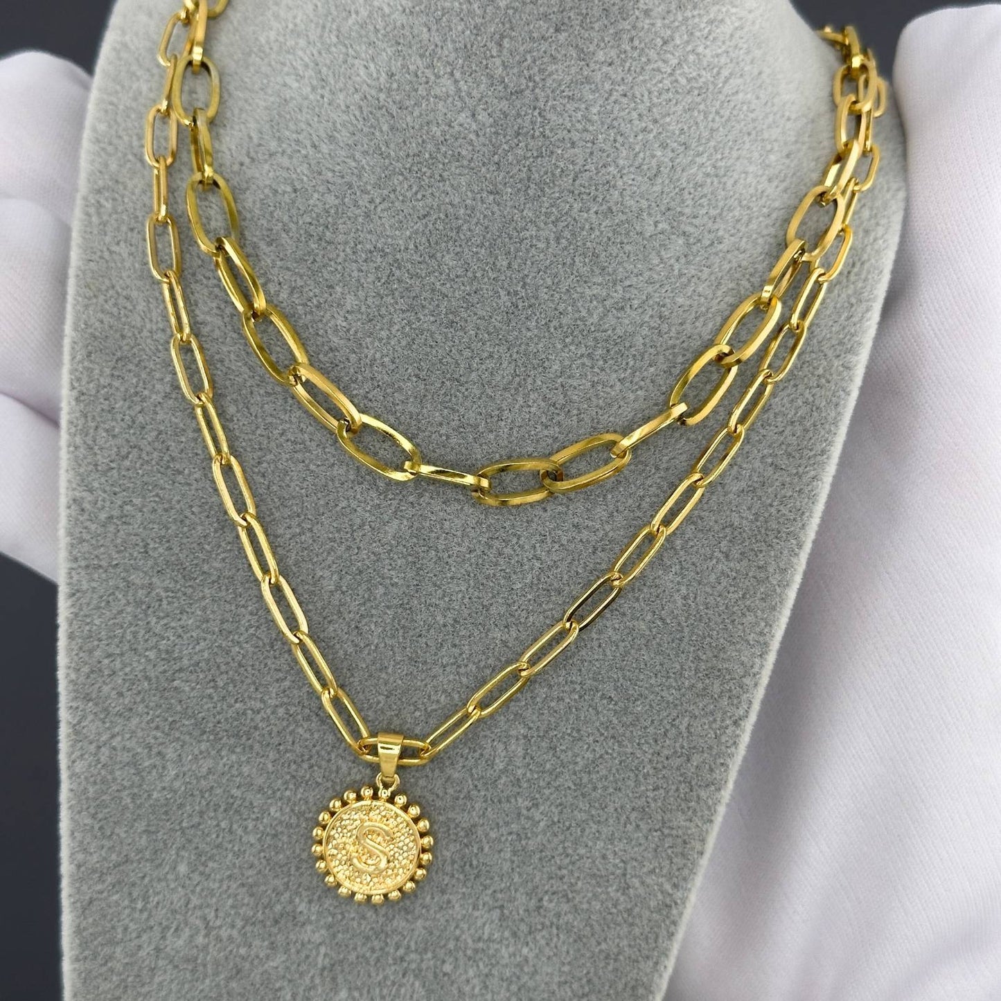 18K gold plated Stainless steel  Letter S necklace