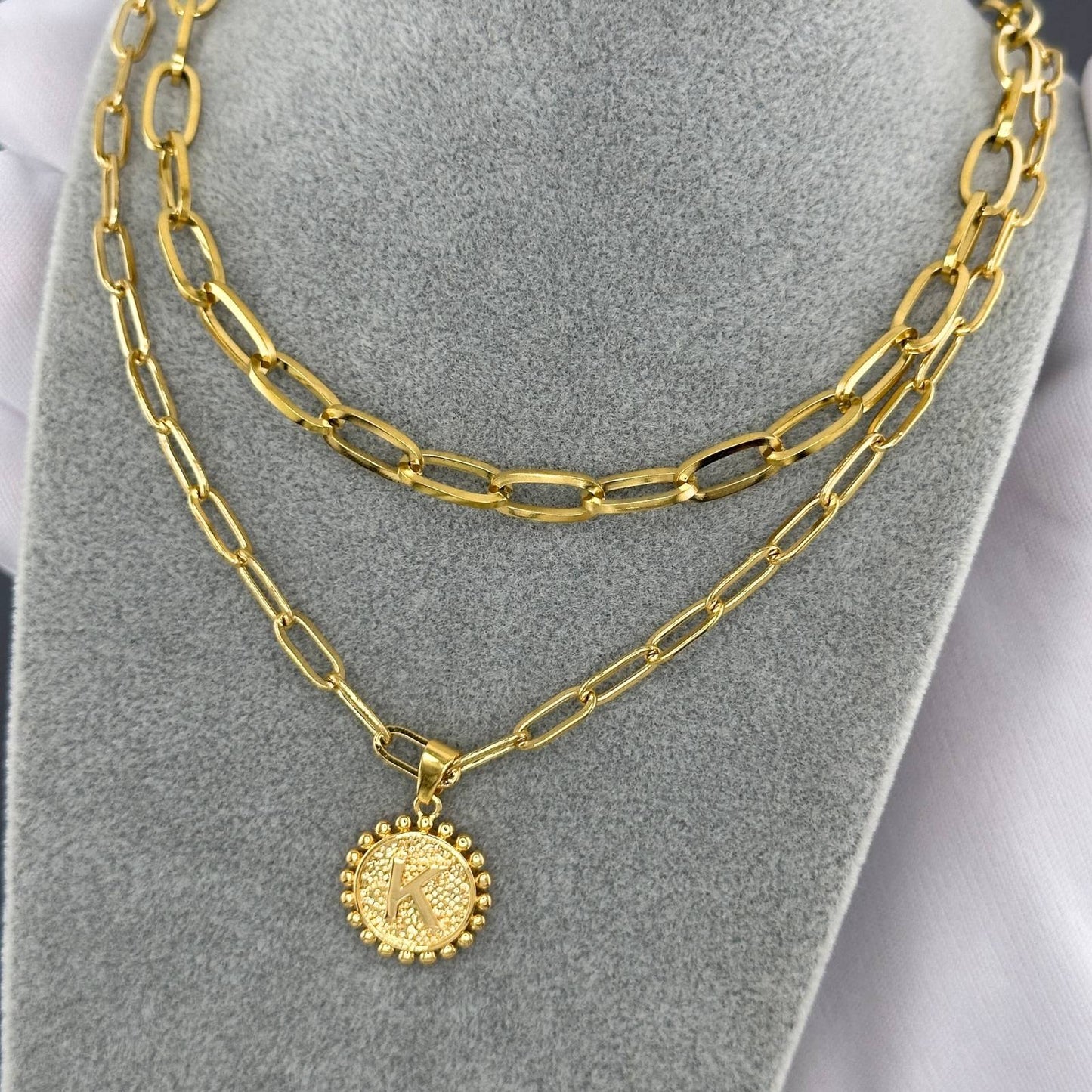 18K gold plated Stainless steel  Letter K necklace