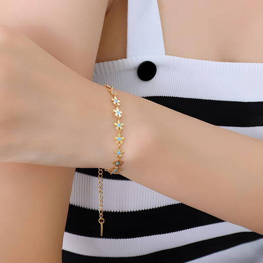 18K gold plated Stainless steel  Flowers bracelet