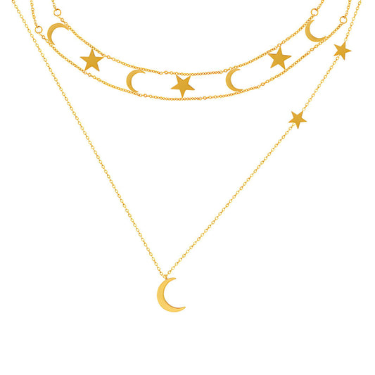 18K gold plated Stainless steel  Moon and star necklace