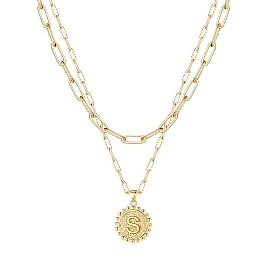 18K gold plated Stainless steel  Letter S necklace