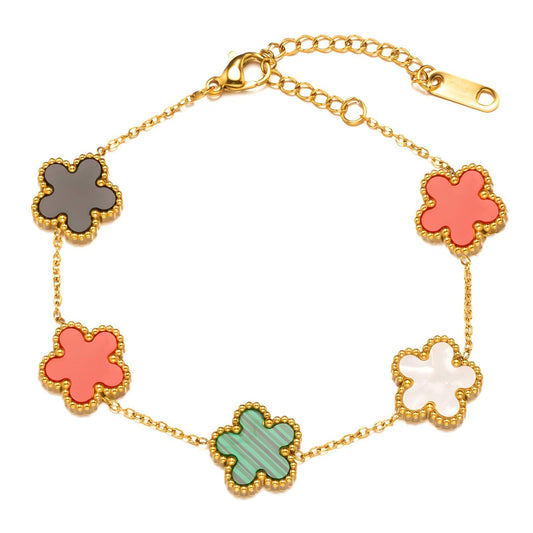 18K gold plated Stainless steel  Flowers bracelet