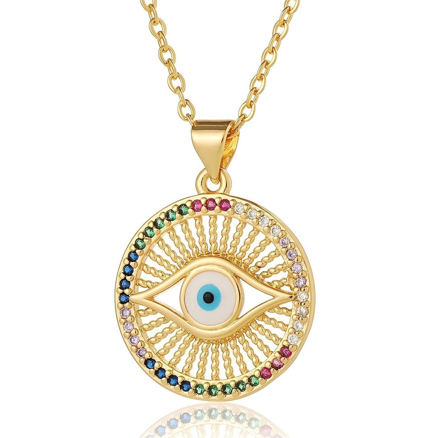 18K gold plated Stainless Steel  Evil Eye Necklace