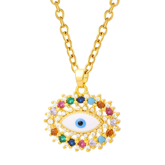 18K gold plated Stainless Steel Evil Eye necklace